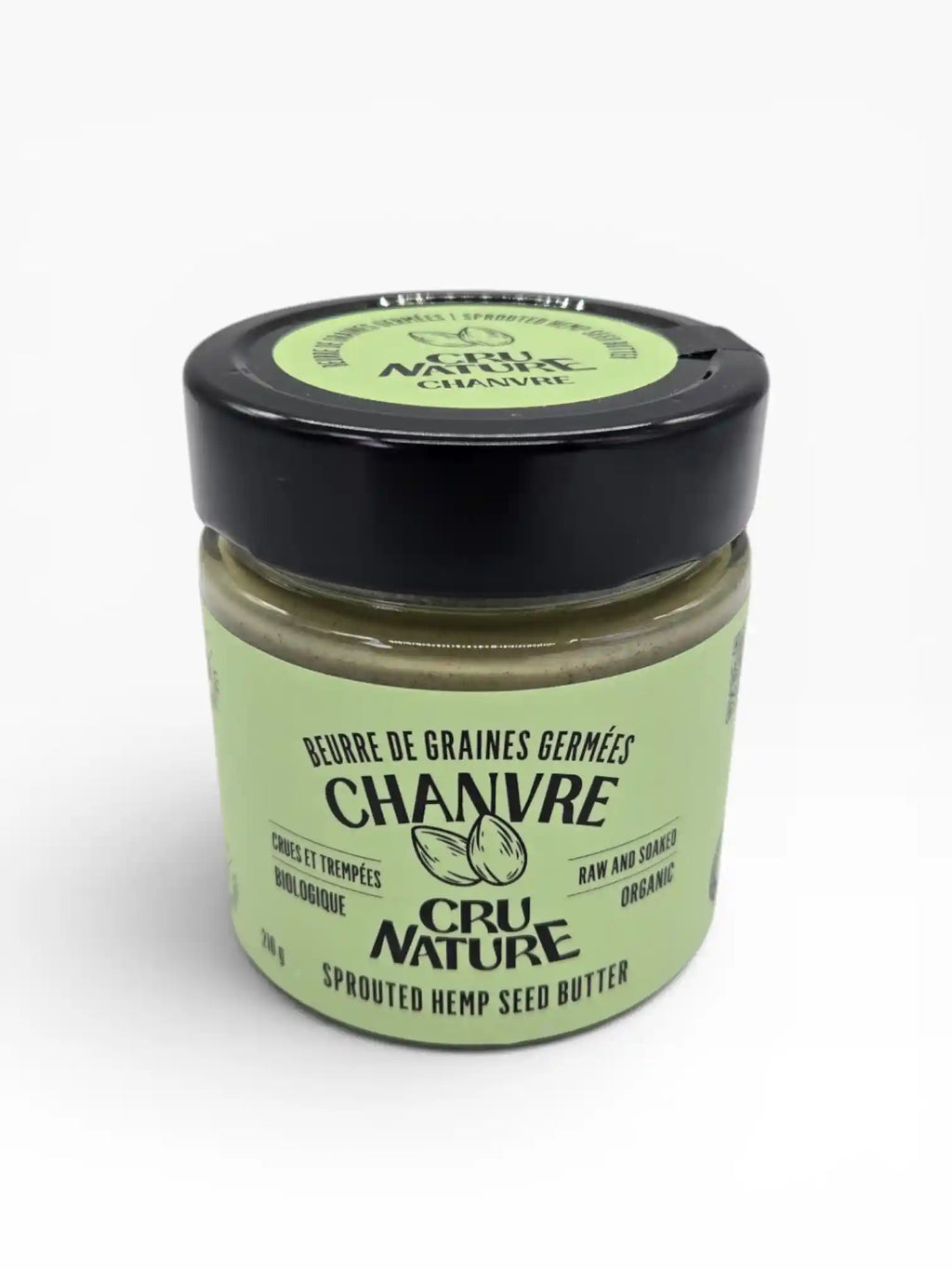Pot de beurre de graines de chanvre crues, trempées et biologiques Cru Nature, 210 g