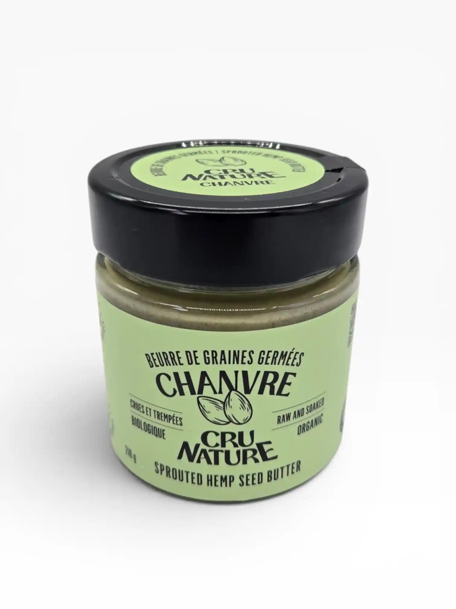 Pot de beurre de graines de chanvre crues, trempées et biologiques Cru Nature, 210 g