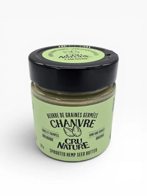 Pot de beurre de graines de chanvre crues, trempées et biologiques Cru Nature, 210 g