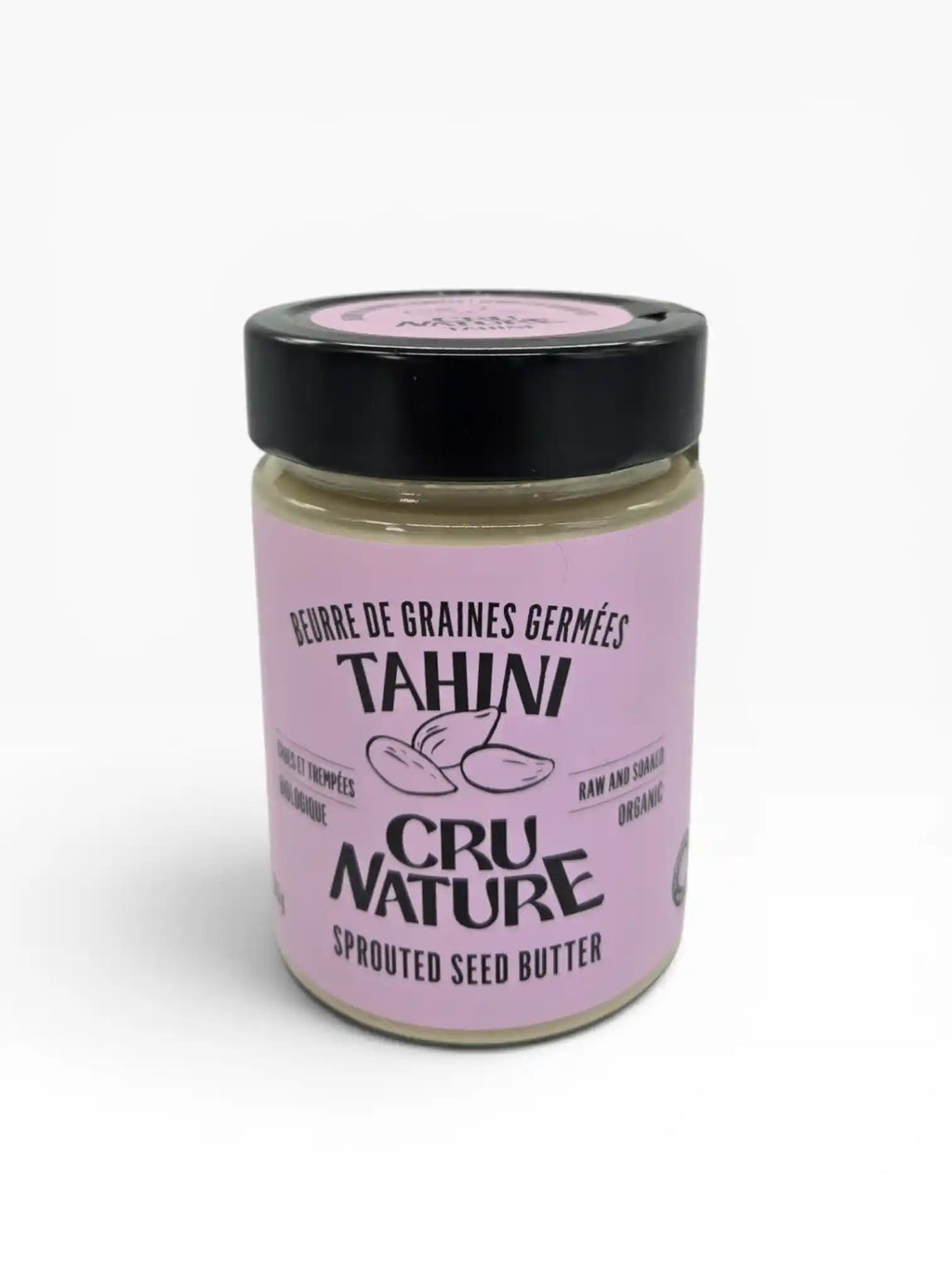 Pot de beurre de graines de sésame germées, crues et biologiques Cru Nature, tahini, 210 g